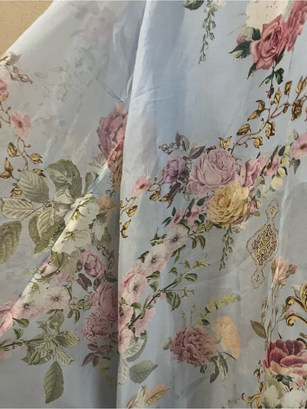 CAMILLA Tiled In Time Waisted Wide Leg Pants 100% Silk Floral Blue Medium - Picture 8 of 14